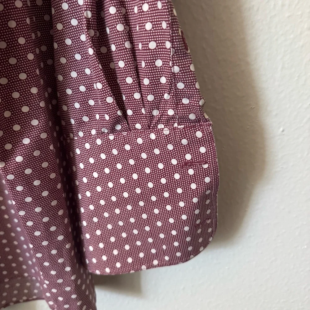 Stacy Adams Burgundy Polka Dot Dress Shirt – Size 18.5/37 $22 - Picture 4 of 6